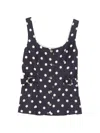 Maje Womens Polka Dot-pattern Button-embellished Linen-blend Top Navy Dots Print In Black