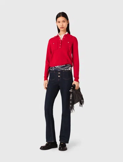 MAJE POLO COLLAR JUMPER WITH EMBROIDERY