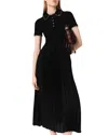 Maje Womens Black Polo-collar Knitted And Woven Maxi Dress In Black