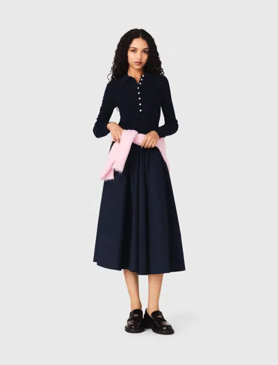 Maje Polo Collar Ribbed Sweater In Blue