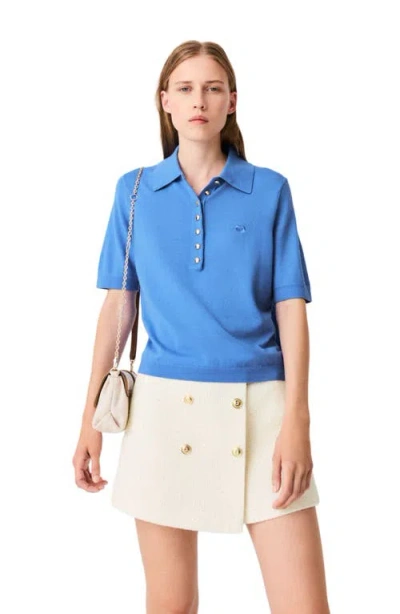 Maje Polo Collar Sweater In Blue