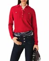 Maje Polo Collar Sweater With Embroidery In Red