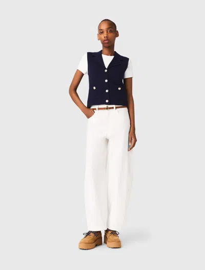 Maje Polo Knit Cardigan In Blue
