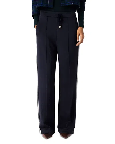 Maje Polympica Side Striped Drawstring Pants In Blue