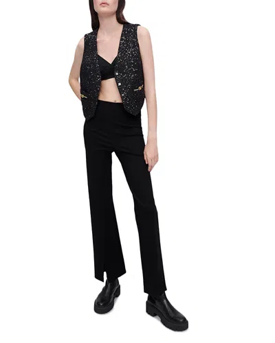 Maje Pomelo Split Hem Flared Pants In Black