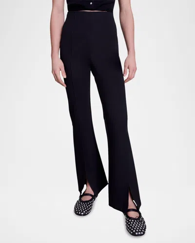 Maje Pomelou Flare Slit Pants In Black