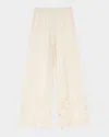 Maje Womens Blanc Wide-leg Floral-pattern Crochet-knit Trousers