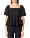 Maje Poplin Balloon Sleeve Top In Black