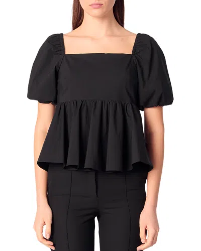 Maje Poplin Balloon Sleeve Top In Black