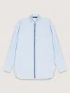 Maje Womens Bead-embellished Relaxed-fit Cotton Shirt Bleus In Blue