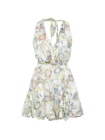 Maje Postcard-print Halterneck Mini Dress In White