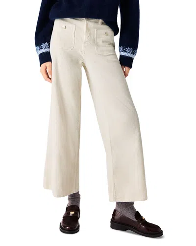 Maje Praira Cotton Stretch Wide Leg Corduroy Pants In Neutral