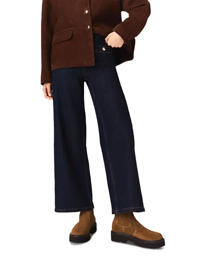 Maje Prairabrut High Rise Wide Leg Jeans In Navy In Blue