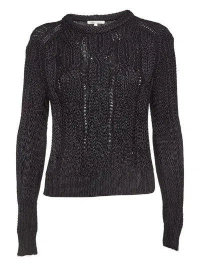 Pre-owned Maje  Cable-knit Top In Black