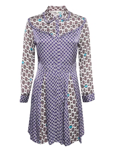Pre-owned Maje  Floral-print Shirt Mini Dress In Purple