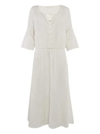 Pre-owned Maje  Seersucker Dress In White