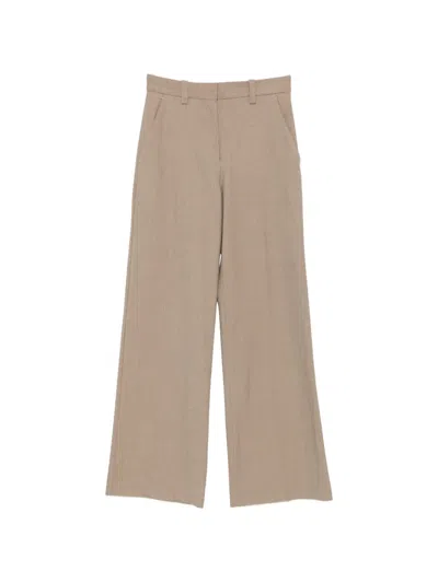 Maje Pressed-crease Trousers In Neutrals