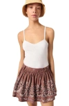 Maje Print Mini Skirt With Rhinestones