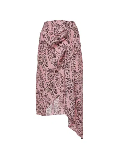 Pre-owned Maje Printed Asymmetric Midi Skirt In Pink
