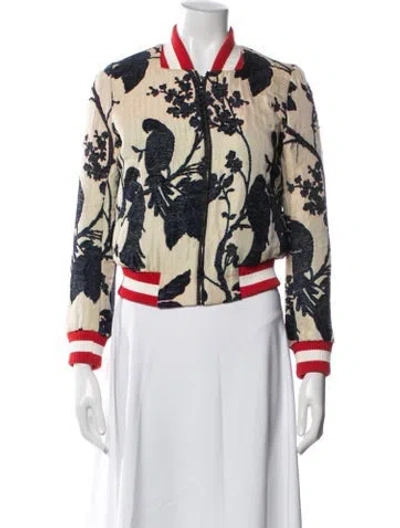 Pre-owned Maje Printed Bomber Jacket In Blue