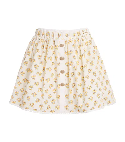 Maje Printed Button-front Mini Skirt In Yellow