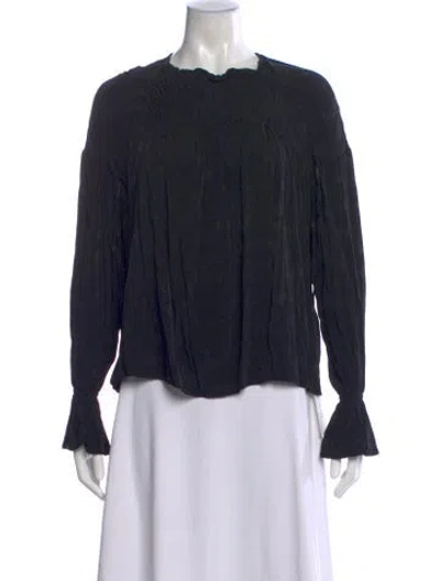 Pre-owned Maje Printed Crew Neck Blouse In Black