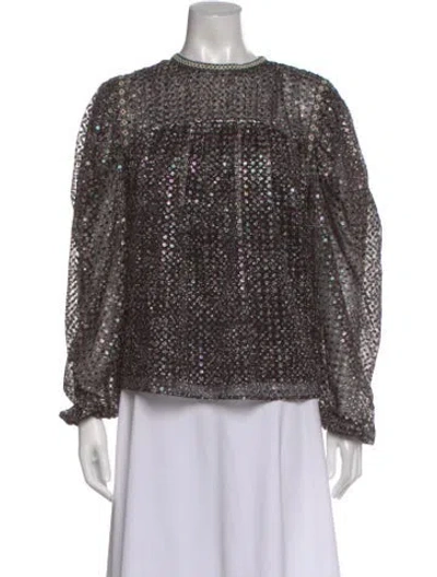 Pre-owned Maje Printed Crew Neck Blouse In Black