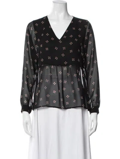 Pre-owned Maje Printed Crew Neck Blouse In Black