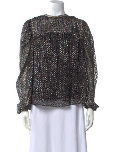 Pre-owned Maje Printed Crew Neck Blouse In Black