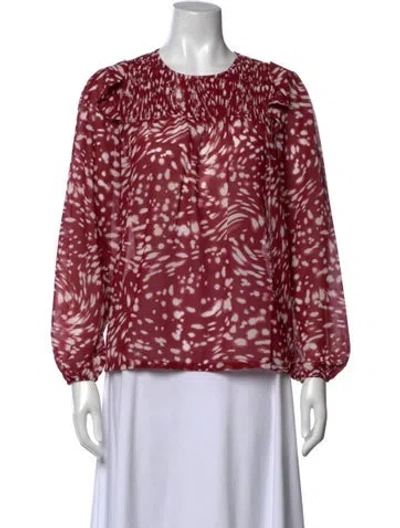 Pre-owned Maje Printed Crew Neck Blouse In Burgundy