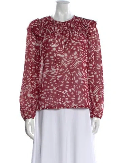 Pre-owned Maje Printed Crew Neck Blouse In Red