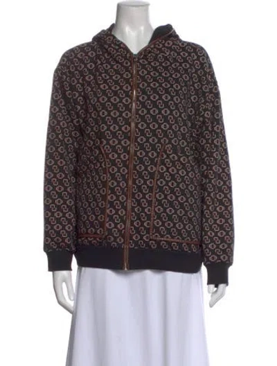 Pre-owned Maje Printed Crew Neck Hoodie In Black