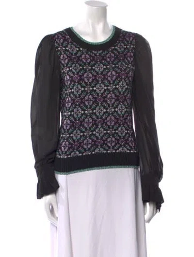Pre-owned Maje Printed Crew Neck Sweater In Black