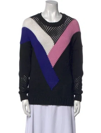 Pre-owned Maje Printed Crew Neck Sweater In Black