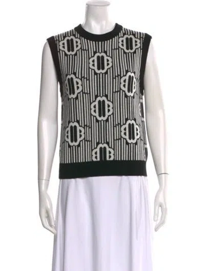 Pre-owned Maje Printed Crew Neck Sweater In Black