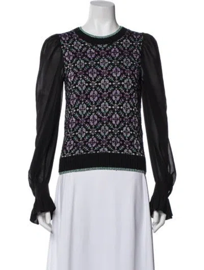 Pre-owned Maje Printed Crew Neck Sweater In Black