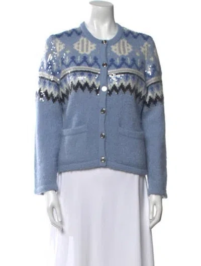 Pre-owned Maje Printed Crew Neck Sweater In Blue