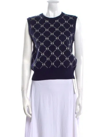 Pre-owned Maje Printed Crew Neck Sweater In Blue