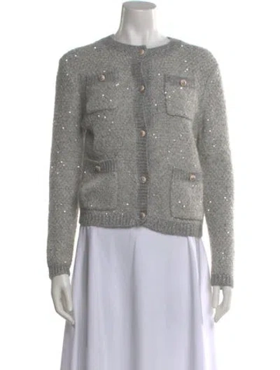Pre-owned Maje Printed Crew Neck Sweater In Gray