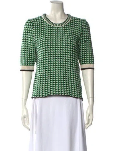 Pre-owned Maje Printed Crew Neck Sweater In Green