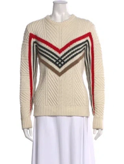 Pre-owned Maje Printed Crew Neck Sweater In White