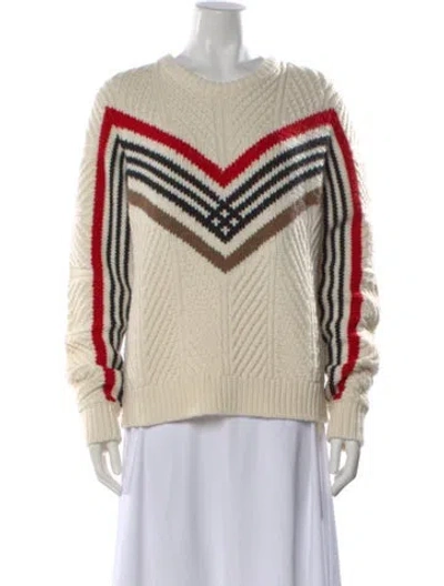 Pre-owned Maje Printed Crew Neck Sweater In White