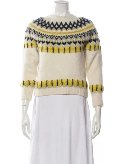 Pre-owned Maje Printed Crew Neck Sweater In Yellow