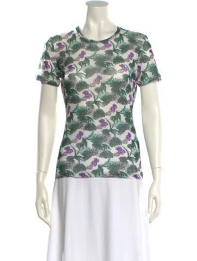 Pre-owned Maje Printed Crew Neck T-shirt In Green