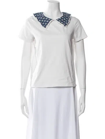 Pre-owned Maje Printed Crew Neck T-shirt In White
