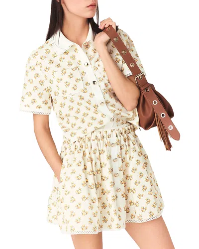 Maje Patterned Shirt With Croquet Trim In Neutral