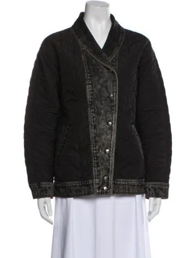 Pre-owned Maje Printed Denim Jacket In Black