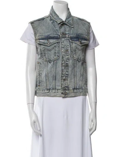 Pre-owned Maje Printed Denim Jacket In Blue