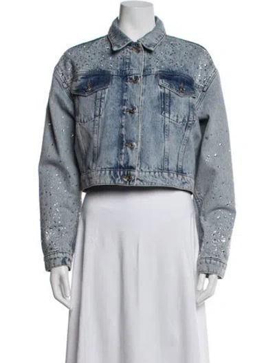 Pre-owned Maje Printed Denim Jacket In Blue