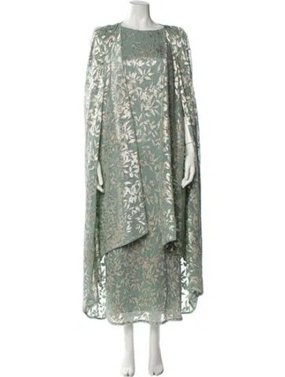 Pre-owned Maje Printed Glitter Accents Dress Set In Green
